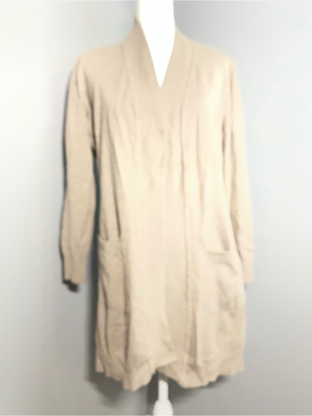 Cielo Beige Long Open Front Cardigan